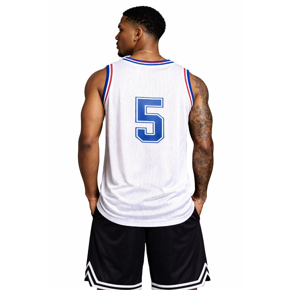 White Mesh Performance Basketball Jersey